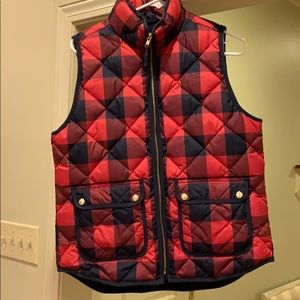 J. crew red and blue quilted vest